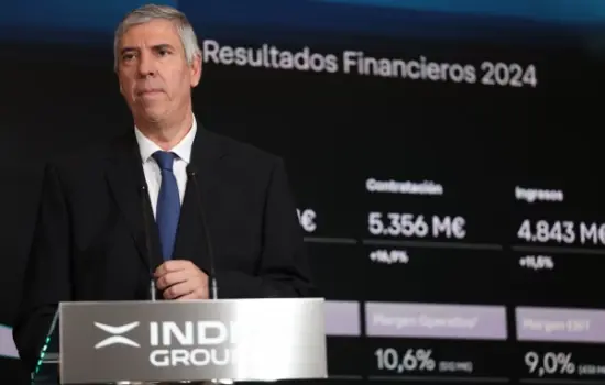 José Vicente de los Mozos, consejero delegado de Indra, en la última Junta General de Accionistas. Firma: Indra