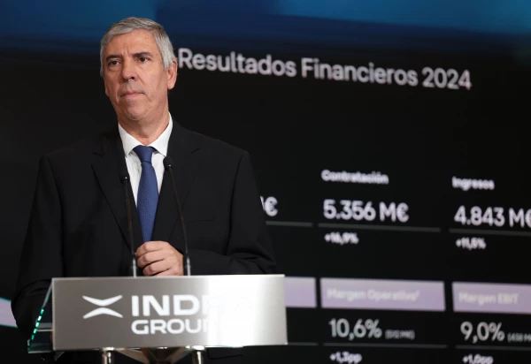 José Vicente de los Mozos, consejero delegado de Indra, en la última Junta General de Accionistas. Firma: Indra