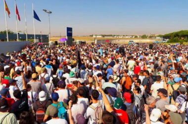 Concentración de la plantilla de Airbus a las puertas de la factoría de San Pablo (Sevilla). Firma: UGT