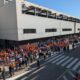 Trabajadores en huelga en la planta de Airbus San Pablo, situada junto al Aeropuerto de Sevilla durante las protestas del pasado mes de julio. Firma: CCOO