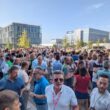 Concentración de la plantilla en las explanadas del Campus Futura de Airbus en Getafe (Madrid). Firma: CCOO