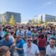 Concentración de la plantilla en las explanadas del Campus Futura de Airbus en Getafe (Madrid). Firma: CCOO
